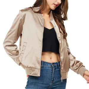 Winter Autumn Wear <b>Women</b> Baseball Satin <b>Jacket</b> Plus Size <b>Lightweight</b> Stylish Outerwear Stand Sheep Skin Lining Nylon - Product Image 6