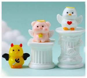 3Dミニ樹脂人気ヨーロッパ人工動物コレクション豚アヒル鶏猫翼の小さなミニチュア小さな天使の置物 - Product Image 3