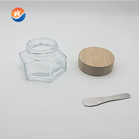 Pot en verre hexagonal écologique pour crème contour des yeux 15g 20g 30g avec couvercle en bambou, emballage cosmétique personnalisé, pot en verre pour crème