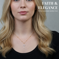 Collier en acier inoxydable plaqué or avec pendentif croix en zircon cubique et chaîne à billes de 3 mm, cadeau quotidien pour femme, vente en gros