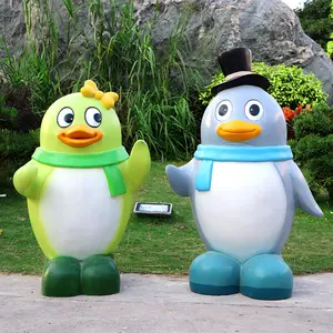 Escultura de pingüino de dibujos animados para jardín, estatua de fibra de vidrio para decoración del hogar, animal de mar, al aire libre, gran oferta