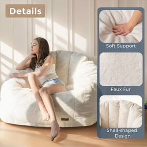 Sofá moderno de tela de pana, bolsa de <span class=keywords><strong>soja</strong></span>, sofá perezoso con reposabrazos de felpa, cómodo cojín de suelo - Product Image 5