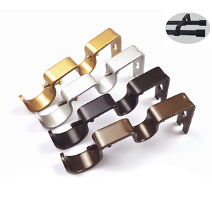 Double Curtain Rod <b>Bracket</b> U Shape Iron Support For Curtains Modern Design Easy Installation <b>Black</b> Silver Brown Warm Gold - Product Image 1