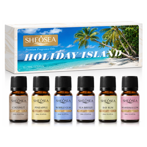 SHEOSEA Coffret de 6 Huiles Essentielles Tropicales pour Vacances, Parfums Noix de <span class=keywords><strong>Coco</strong></span>, Ananas, Brise Marine pour Diffuseur - Product Image 1