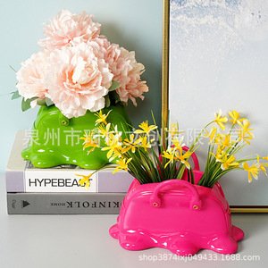 Jarrón de Cerámica con Forma Fluida Creativa, Estilo Nórdico Irregular, Decoración Floral para Mesa, Decoración del Hogar - Product Image 1