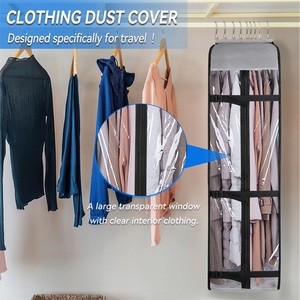 <span class=keywords><strong>Housse</strong></span> de rangement suspendue pour vêtements avec 6 boucles réglables, protège-robe et costume avec fenêtre transparente, anti-poussière, pour l'organisation de la garde-robe - Product Image 3