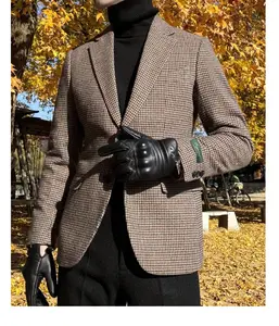 유럽과 미국 가을과 겨울 두꺼운 새로운 이탈리아 칼라 격자 무늬 복고풍 캐주얼 슬림핏 남성 정장 재킷 트렌드