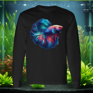 T-shirt a maniche lunghe Betta Fish con design di pesci d'acquario, abbigliamento unisex - Product Image 3