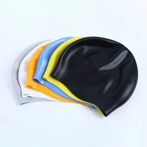 Custom Design Logo Print Waterproof High Elasticity Best Quality Silicone Seamless Swim Cap Sports Silicone Swimming Cap