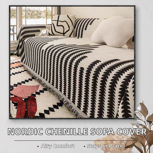 <span class=keywords><strong>Funda</strong></span> de Sofá Universal de Chenilla Nórdica Moderna Estampada al por Mayor, para las Cuatro Estaciones, Antideslizante, Transpirable, 100% Poliéster, para Sofás de 3 Plazas - Product Image 2
