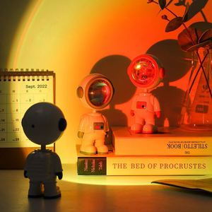 Astronaut Sunset Lamp Projector <b>Light</b>: 7 Colors Mode & Built-in Battery <b>Lights</b> Color Changing <b>Rainbow</b> Sunlight Lamp - Product Image 3