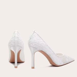 Tacones Altos Finos y Sensuales de Lujo para Novias y Bodas, Tacones Altos de Encaje Blanco para Boda, Zapatos de Lujo para Mujer, Diseño de Alta Calidad - Product Image 5