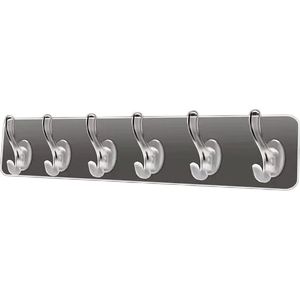 Wall Mounted <b>Hooks</b> 6 Row Clear Punch Free Heavy Duty For Bathroom <b>Kitchen</b> Door Storage - Product Image 5