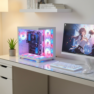 Boîtier d'ordinateur personnalisé Pcooling, boîtier de <span class=keywords><strong>PC</strong></span> de jeu en verre trempé, boîtier de <span class=keywords><strong>PC</strong></span> à refroidissement par eau, boîtier de <span class=keywords><strong>PC</strong></span> de bureau - Product Image 1