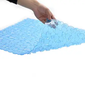 Tapis de bain antidérapant en PVC, avec pierres en galets, moquette de douche et de salle de bains classique et carrée, 54x54CM, livraison gratuite