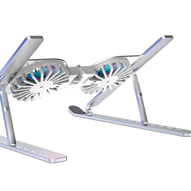 New Design Aluminum Laptop Stand Height Adjustable Portable Desktop Laptop Notebook Holder Riser Stand With Cooling Fan