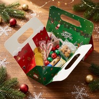 Boîte cadeau en kraft recyclable avec poignée intégrée, en stock, boîte d'emballage pliable portable pour cadeaux de mariage