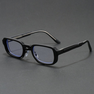 Marcos de anteojos de marca famosa para hombre Retro, bloqueo de luz azul óptico, inserto rectangular pequeño, bisagra de resorte, protección ocular de Alemania - Product Image 2