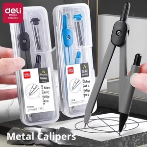 Set <span class=keywords><strong>di</strong></span> 2 Compassi Metallici Deli VC1 Basic con Ricariche <span class=keywords><strong>di</strong></span> Matita 2B per Esami e Disegno degli Studenti - Product Image 1