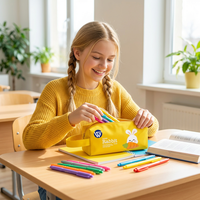Étui à crayons en tissu Oxford double couche grande capacité étui à crayons étudiant Portable Double fermeture éclair sac à crayons papeterie