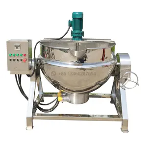 Automatic Tilt 50 Gallon Oil Pan Mixer Chocolate Melter Pot Double Jacketed Kettle with Agitator