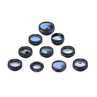 Caméra oculaire de poisson avec filtre multifonction, kit de lentilles de téléphone 10 en 1 à grand angle polarisant, kaleidoscope universel de téléphone