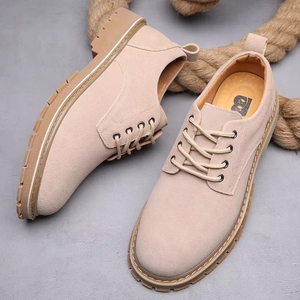 Autumn Winter Men's Suede Upper <b>Head</b> Oxford Shoes Breathable Wear-resistant Front Tether Closure Korean <b>Style</b> Casual Solid - Product Image 3