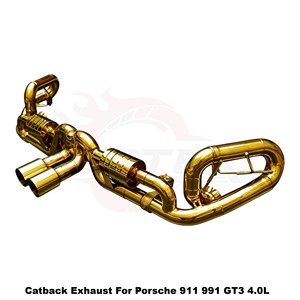 Sistema de escape Vortex Bespoke de acero inoxidable con acabado dorado para Porsche 911 991 GT3 4.0L, mejora visual exótica. - Product Image 4
