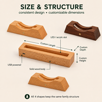 Base lumineuse LED en bois personnalisée avec logo, formes multiples, modes d'éclairage, alimentation USB, support d'affichage
