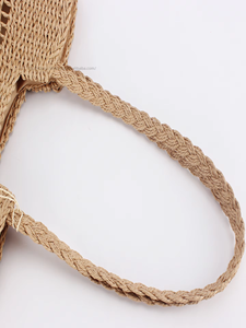 New Bohemian Woven PU Bag <b>Flowers</b> Zipper Two Beach Travel Paper Rope Business Large Capacity Fresh and <b>Sweet</b> Commuting Tanjing - Product Image 2