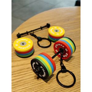 Pendentif haltère en caoutchouc souple de haute qualité, amusant et attrayant, avec chaîne détachable, porte-clés sportif à suspendre, cadeau pour hommes et femmes - Product Image 3