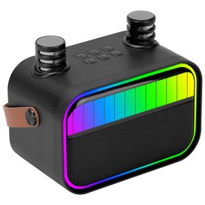 Nuovo di tendenza portatile BT 5.0 altoparlante senza fili doppio microfono <span class=keywords><strong>6</strong></span> tasti tipo C porta USB in plastica per la casa all'aperto di partito AUX supporto - Product Image 1