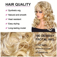 Nouvelle perruque synthétique de haute qualité, longue, bouclée, dorée, à grandes boucles, effet volumineux, 20 pouces, fabriquée à la machine, best-seller, vente en gros