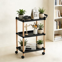 Chariot de rangement à roulettes blanc grainé, chariot utilitaire pour salon et chambre