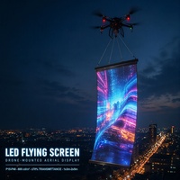 Écran LED volant pour drone, affichage aérien suspendu P15 à P40, luminosité 800 cd/m², transmittance 70 %, panneau 1x3m 2x5m pour événements