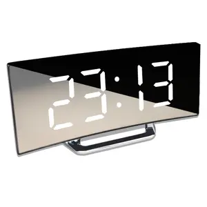Digital Alarm Clock Desk Table Clock Curved LED Screen Alarm Clocks for Kids Bedroom Snooze Function Home Decor