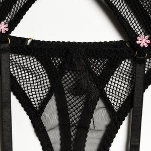 Famme-Lencería ahuecada de lujo para mujer, lencería Sexy de tres piezas con ligas, 2022 - Product Image 5