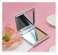 Coeur en cuir PU personnalisé rond carré mini petite poche pliable miroir de maquillage compact portable double face miroirs cosmétiques