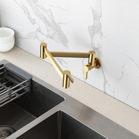 Aquacubic Robinet de remplissage de casseroles mural Robinet d'évier de cuisine pliable avec double bras pivotant dans un corps en laiton