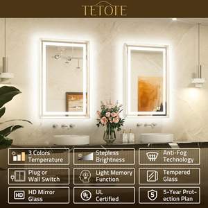 Espejo anticondensación con iluminación de borde LED brillante, elimina la necesidad de un accesorio de iluminación de baño separado - Product Image 2