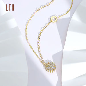 Collier pendentif tournesol en zircon or pur 18 carats, magnifique collier tournesol en zircon, bijoux en or véritable, or 18 carats original - Product Image 4