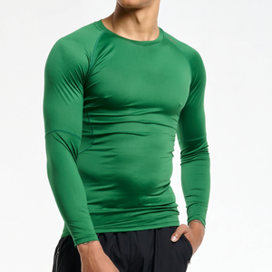 Camisas de compresión personalizadas para hombre con mangas largas de secado rápido y tejido de punto estampado con su propio logotipo - Product Image 1