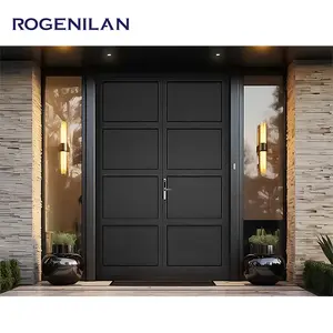 ROGENILAN European Luxury House Front Modern Doors com alça longa Porta de entrada Modern Villa Main Door