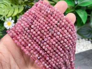 Cuentas de Turmalina Rosa Natural Facetadas Redondas de 2mm 3mm 4mm, Cuentas Sueltas para Pulseras, Collares y Joyería, Venta al Por Mayor - Product Image 5