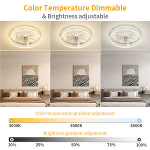 Ventilateur moderne silencieux à 6 vitesses avec lumière LED, 5 pales, 20 pouces, moteur CC, télécommande, intensité réglable, plastique durable, chambre à coucher - Product Image 3