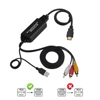 Cable Convertidor de AV RCA a HDMI, Adaptador de Audio y Video Compuesto CVBS de 3 RCA a HDMI de 1080P Compatible con PAL NTSC para PC