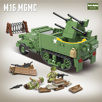 Quanguan 100104 M16 MGMC Camion de la Seconde Guerre mondiale, blocs de construction militaires, jouets de construction militaires pour enfants