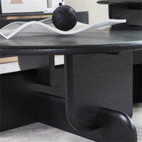 Style nordique placage de bois de chêne noir Table basse ronde ensembles de Table basse en bois pour salon
