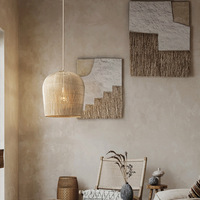 Luminaire suspendu LED carré en rotin de style Wabi-Sabi japonais, hauteur réglable, pour salon et salle à manger d'inspiration asiatique du Sud-Est