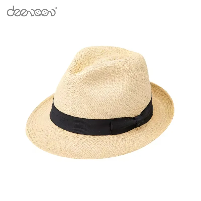 Linglong Custom Trilby Fedora British Rieten Sun Stro Federico Classic Italy Panama Medium Rand Geweven Jazz Hoed Gangster Pet